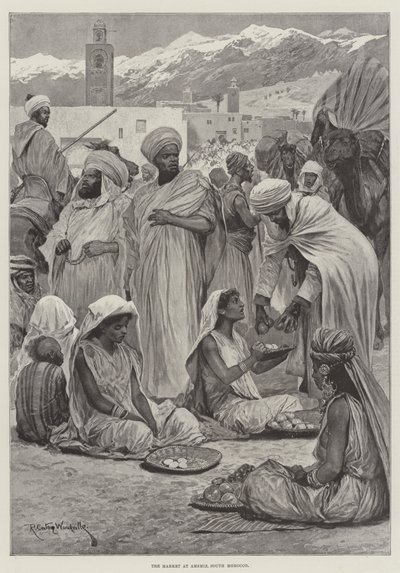 Le Marché à Amsmiz, Sud du Maroc - Richard Caton Woodville junior